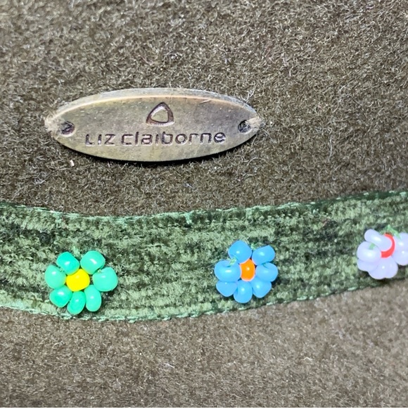 Liz Claiborne Chocolate Brown Wide Brim Hat With Beaded Strap - Picture 5 of 11